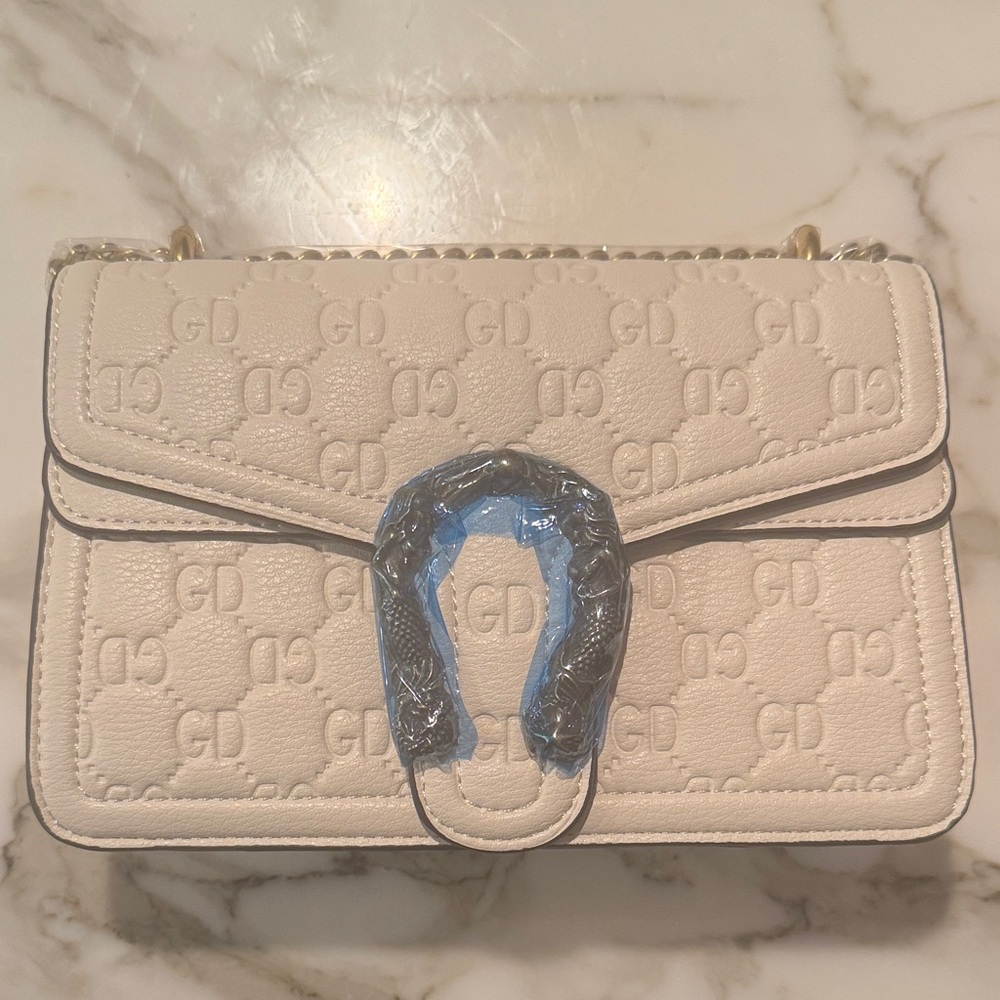 Designer Inspired Cream Shoulder Bag